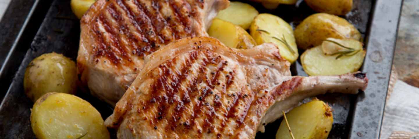Lollipop pork chops rosemary potatoes lemongarlic beans recipe