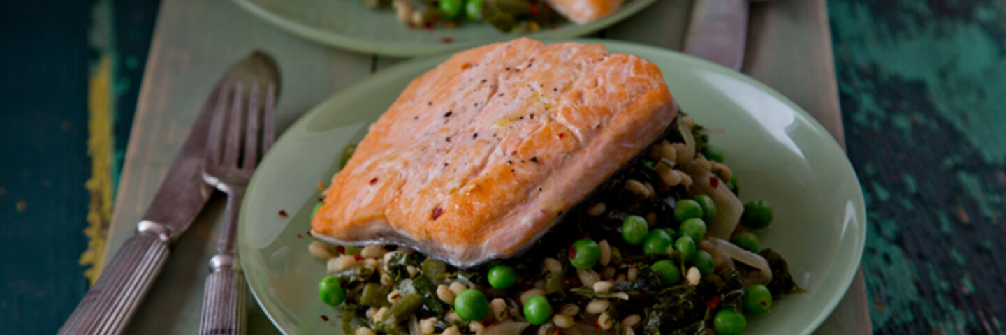 Salmon pearl barley recipe