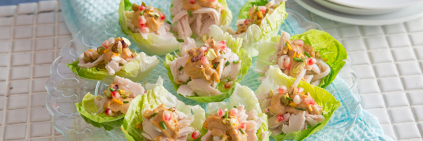 Shredded turkey baby gem cups almond butter recipe