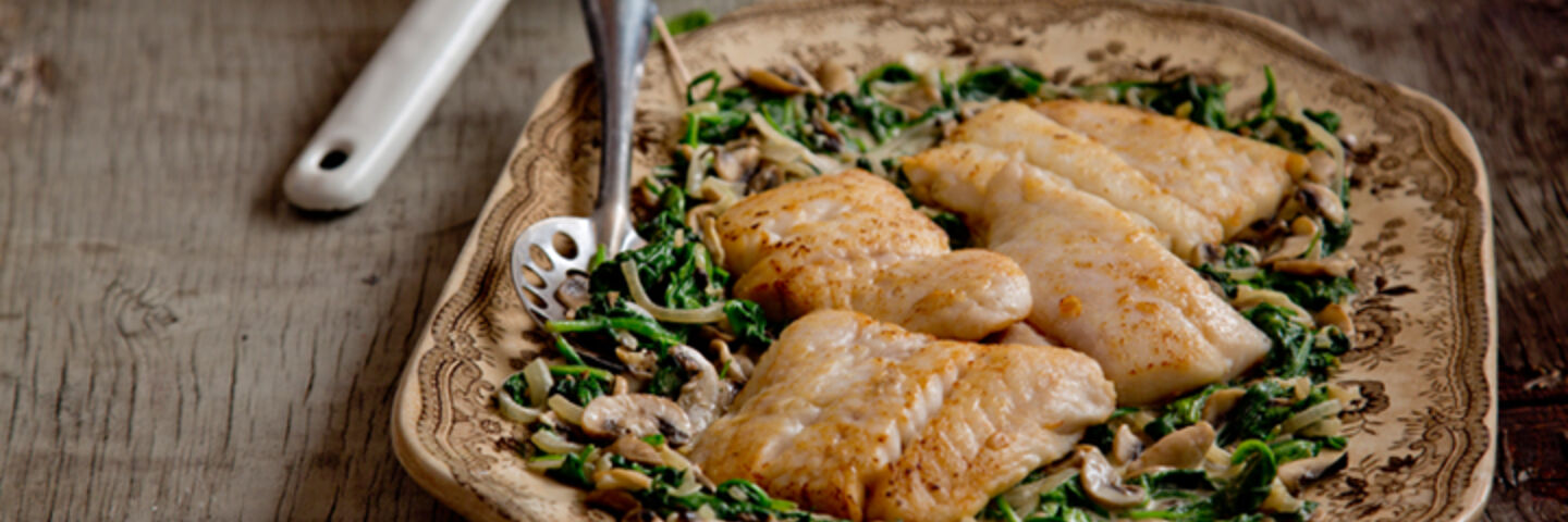 Pan fried hake spinahc recipe