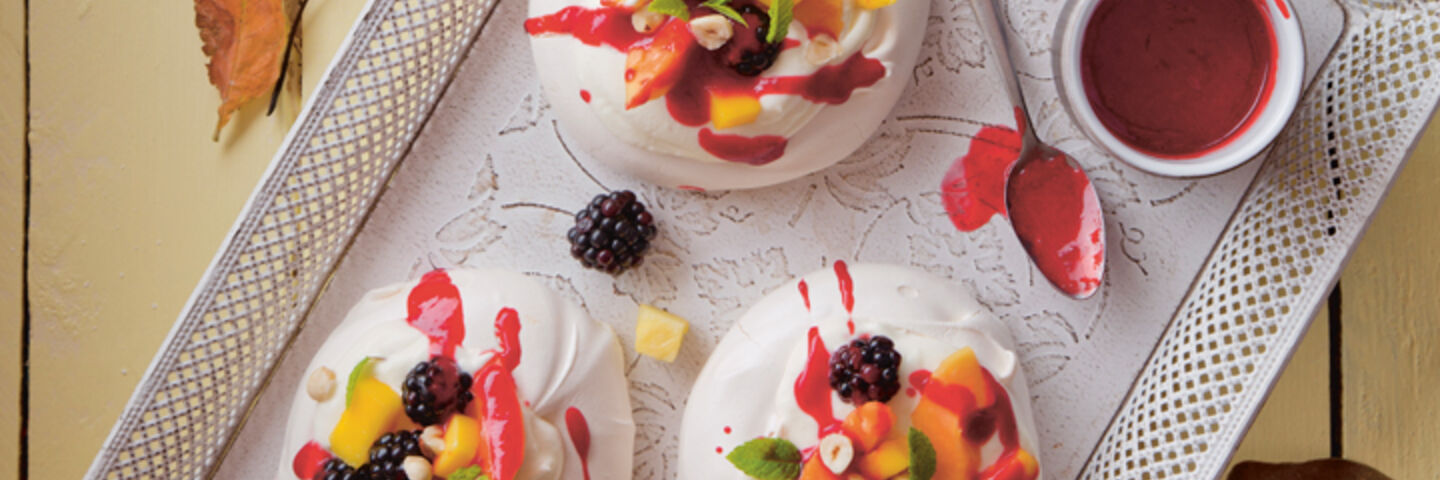 Gluten free tutti frutti mini pavlovas
