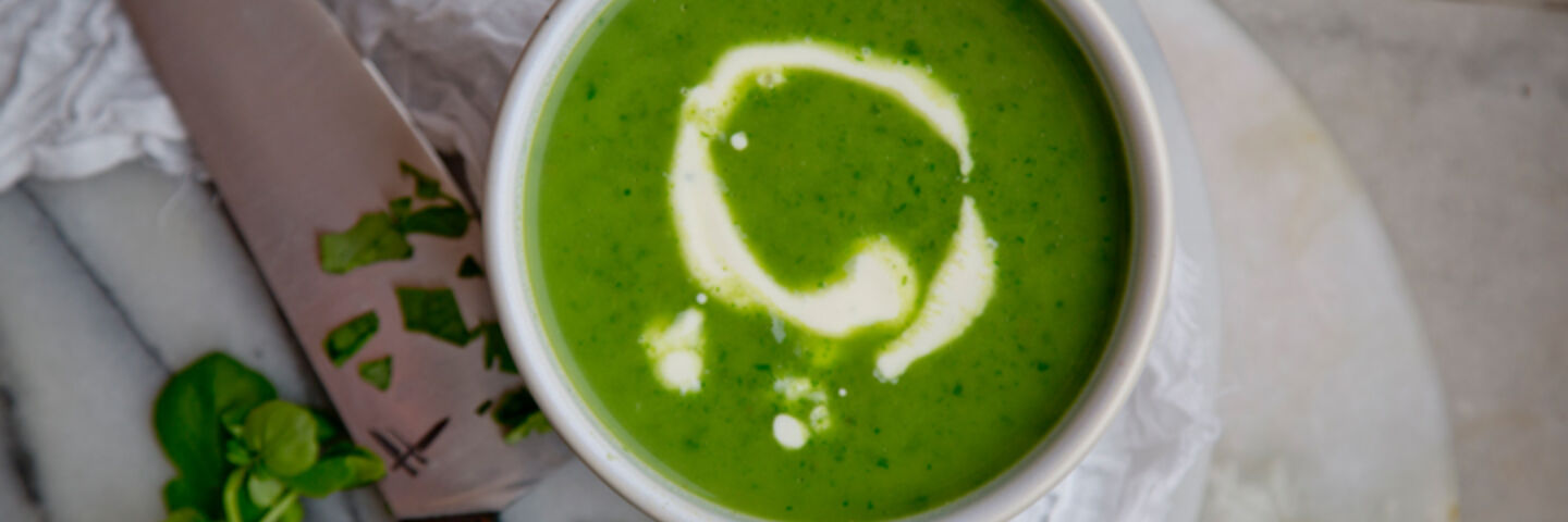 Soup watercress creme fraiche