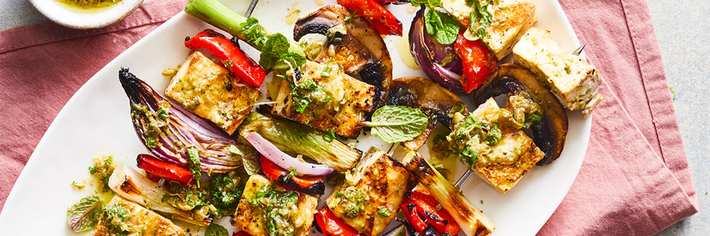 The Happy Pear Mushroom Tofu Skewers