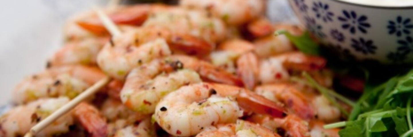 Black and pink pepper barbecued prawns