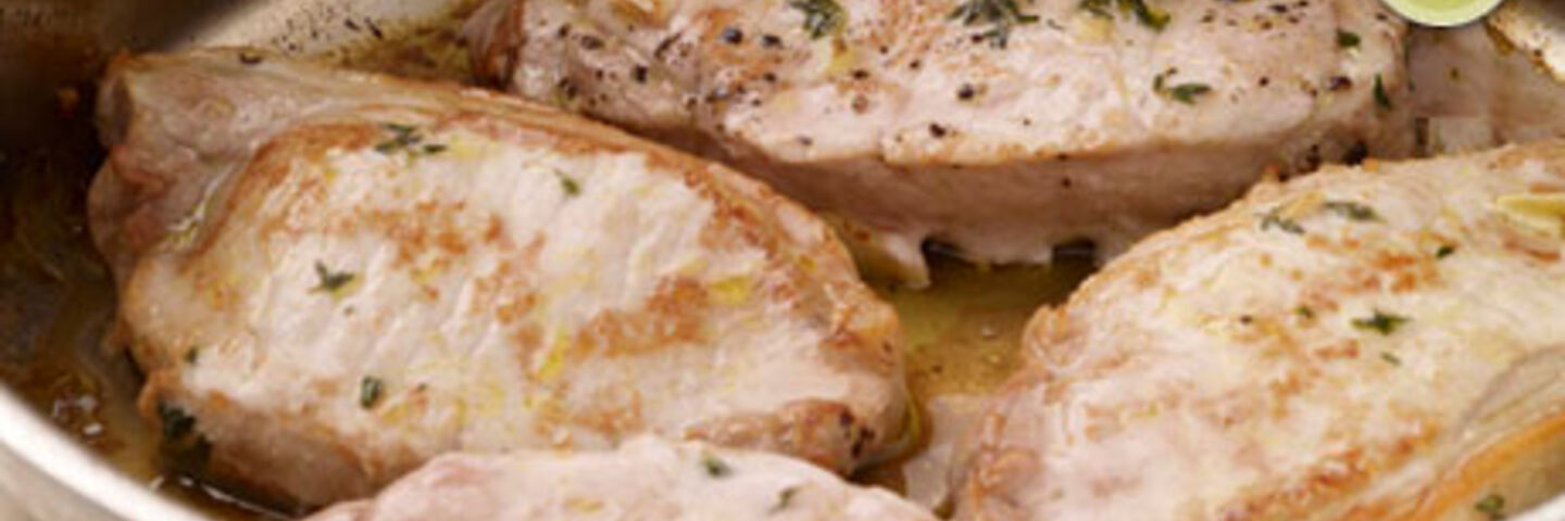 Pan Roasted Pork Chops with Buttered Cabbage and Mustard Mash
