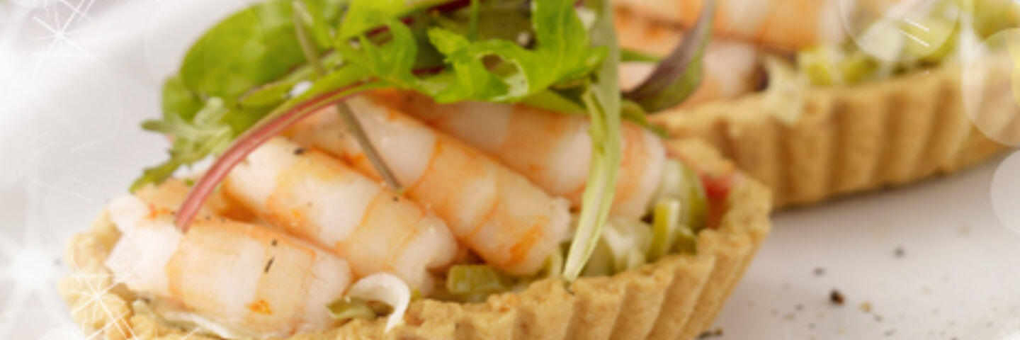 Prawn & Creamed Leek Tartlet with Parmesan Pastry