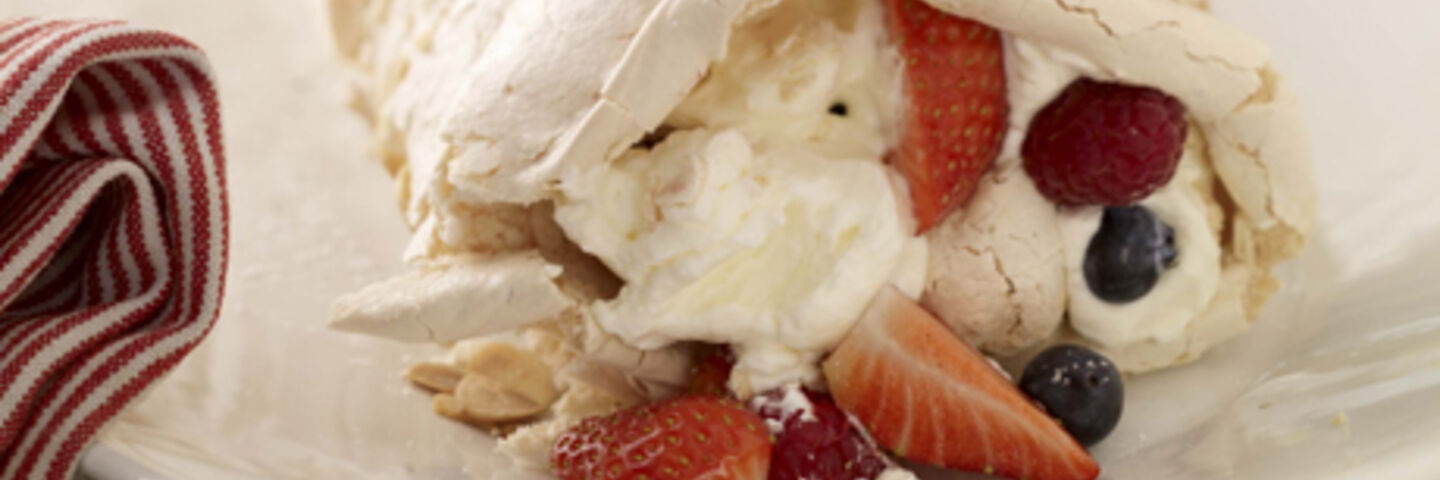 Meringue Roulade with Toasted Almonds