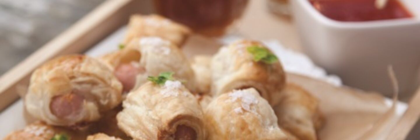 Sausage rolls with whole grain mustard mayo