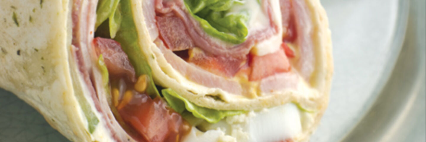 Tortilla Wraps with Ham, Cheese & Tomato
