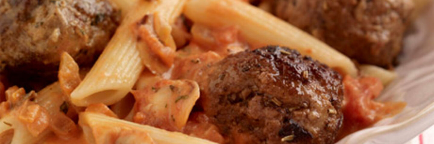 Homemade Meatballs with Tomato Sauce & Penne Pasta