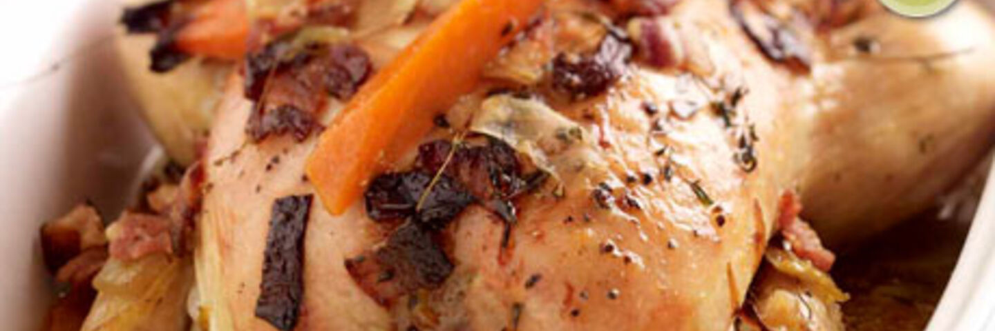 Whole Chicken with Braised Root Vegetables and Mashed Potato