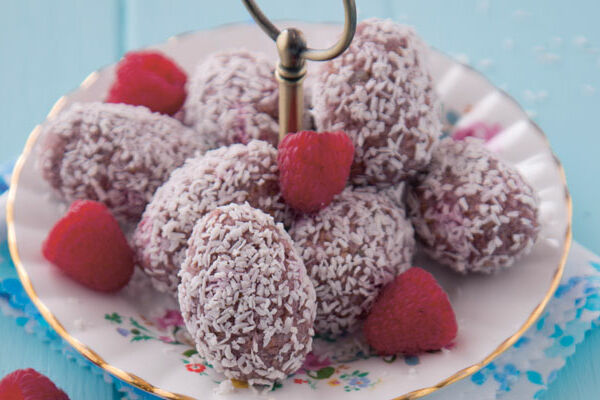 Raspberry and Coconut Eggs