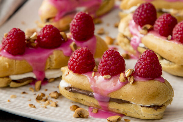 Raspberry hazelnut eclairs recipe