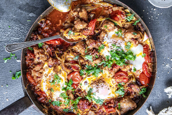 Chorizo braised eggs recipe