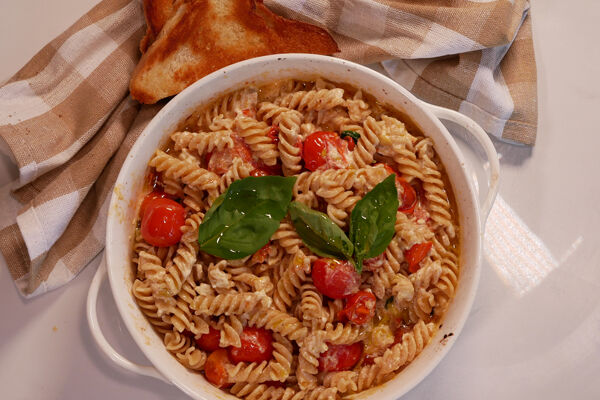 Roasted tomatoes and feta pasta recipe