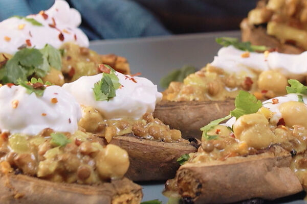 Stuffed sweet potato skins recipe