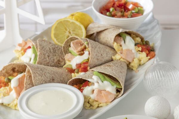 Smoked salmon breakfast tacos