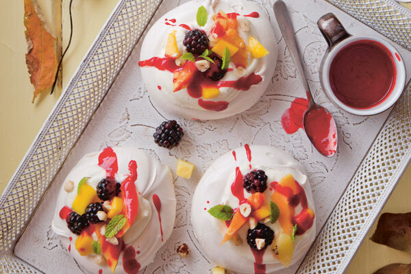 Gluten free tutti frutti mini pavlovas