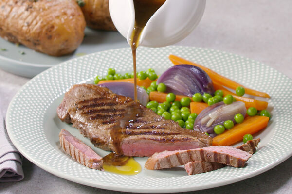 SuperValu Recipe Striploin Steak With Red Wine Jus