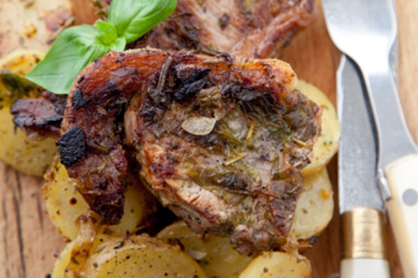 Lamb Chops with Mustard Sauteed Potatoes