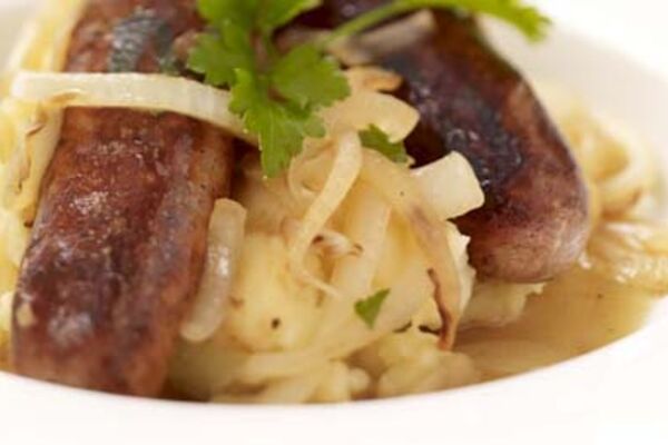 Bangers and Mash with Onion Gravy