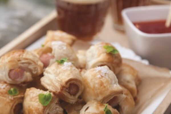 Sausage rolls with whole grain mustard mayo