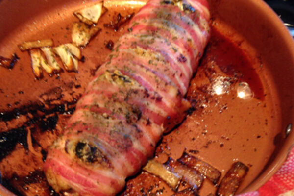 Apple Stuffed Pork Fillet wrapped in Bacon