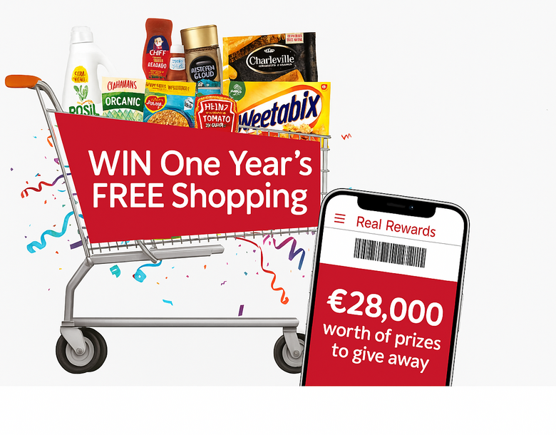 Scan to Win April One Year Free Shopping gift card • €100 SuperValu e-gift card for EVERY Store 