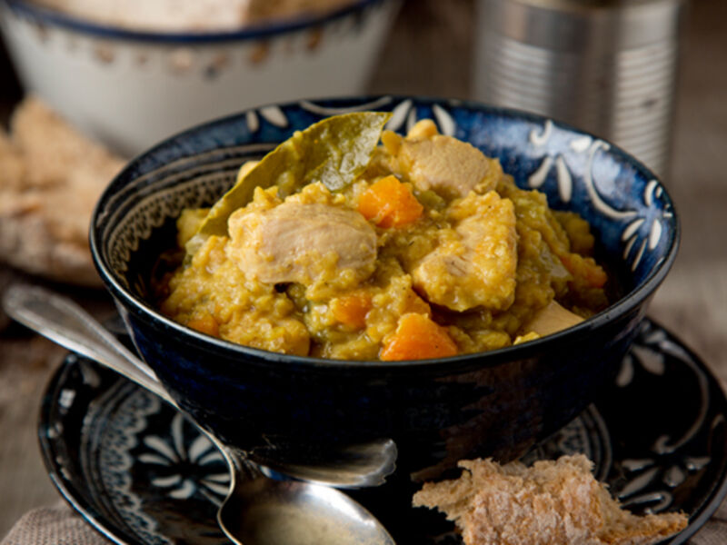 Chunky chicken red lentil stew recipe