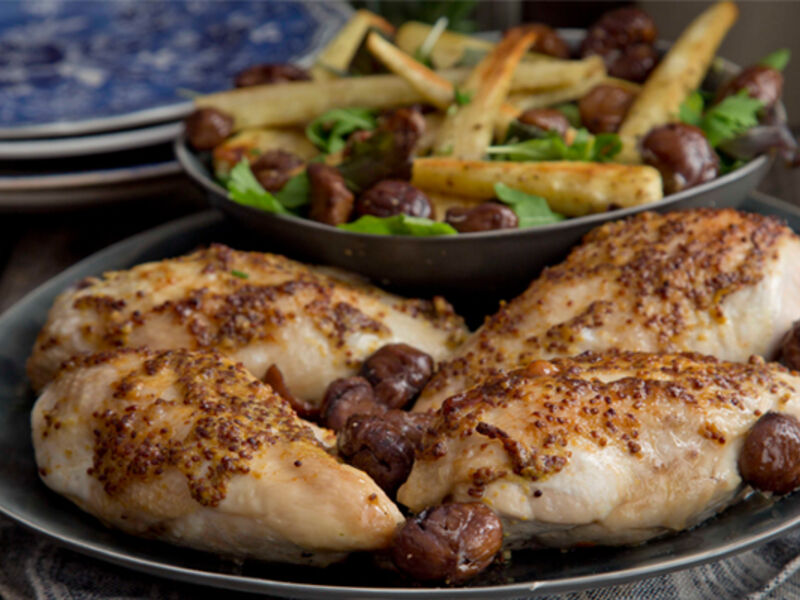 Partboned chicken parsnip chesnut salad recipe