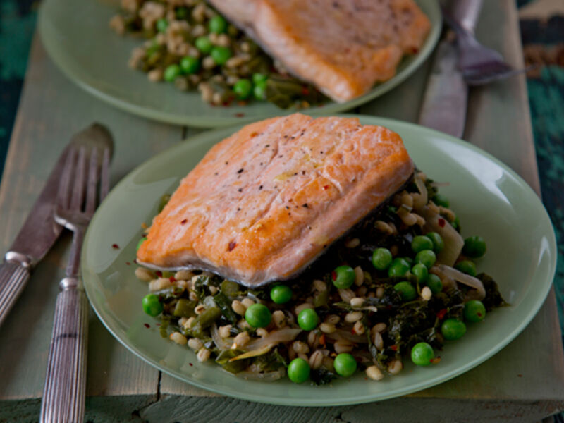 Salmon pearl barley recipe