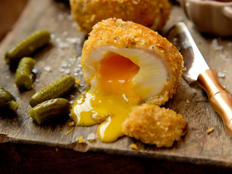 Scotch eggs brown sauce recipe