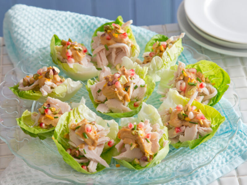 Shredded turkey baby gem cups almond butter recipe