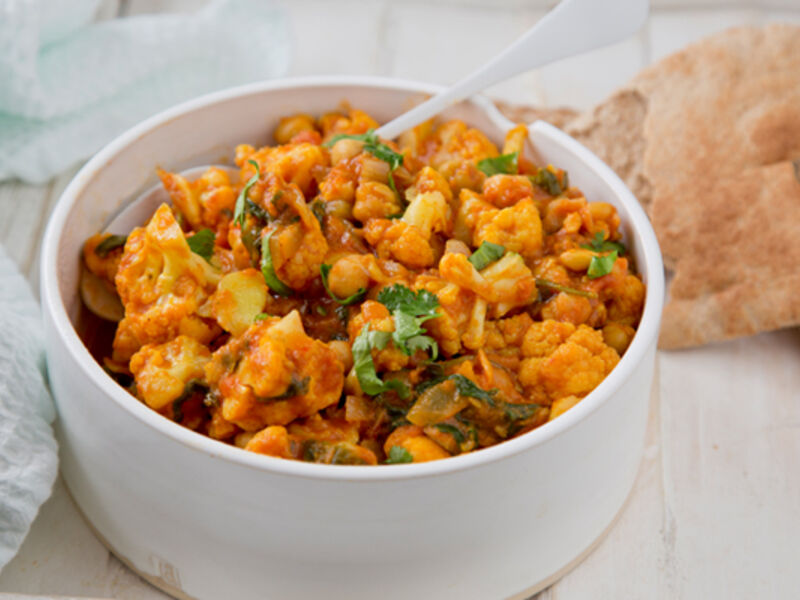 Tikka masala chickpeas cauliflower spinach recipe