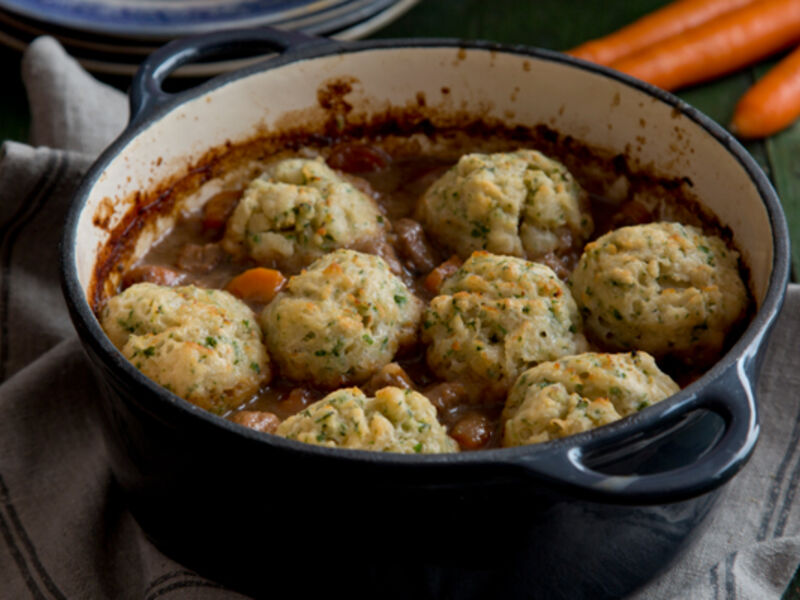 Beef beer herb dumplings