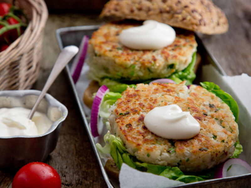Cod burgers yogurt mayo recipe