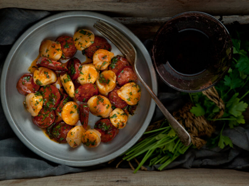 Scallops chorizo supper recipe