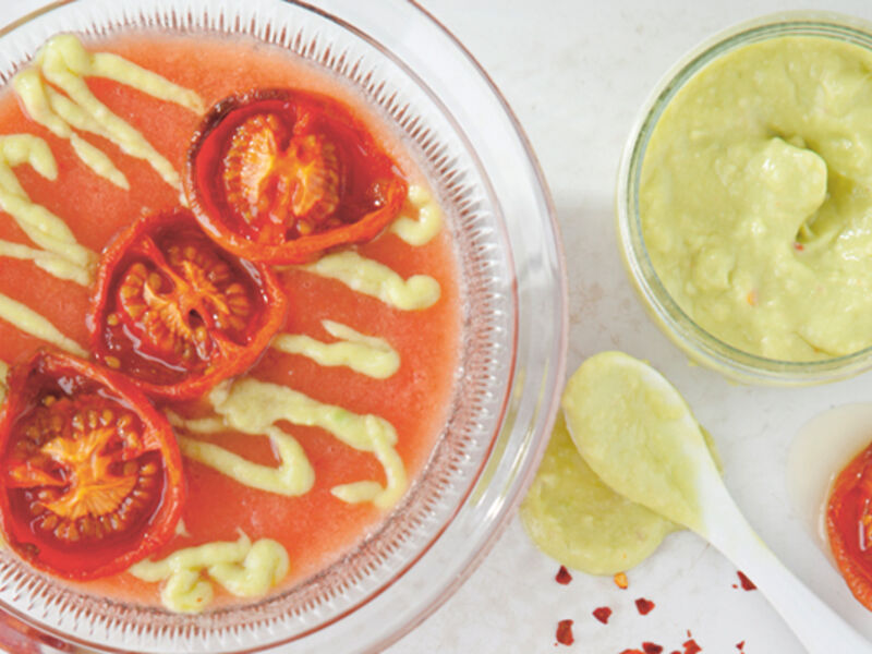 Claire raw roasted tomato avocado