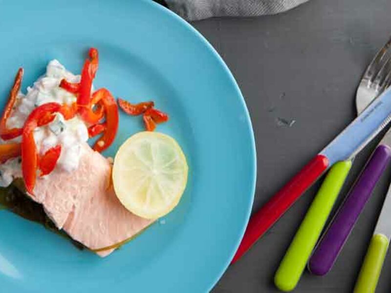 Poached salmon