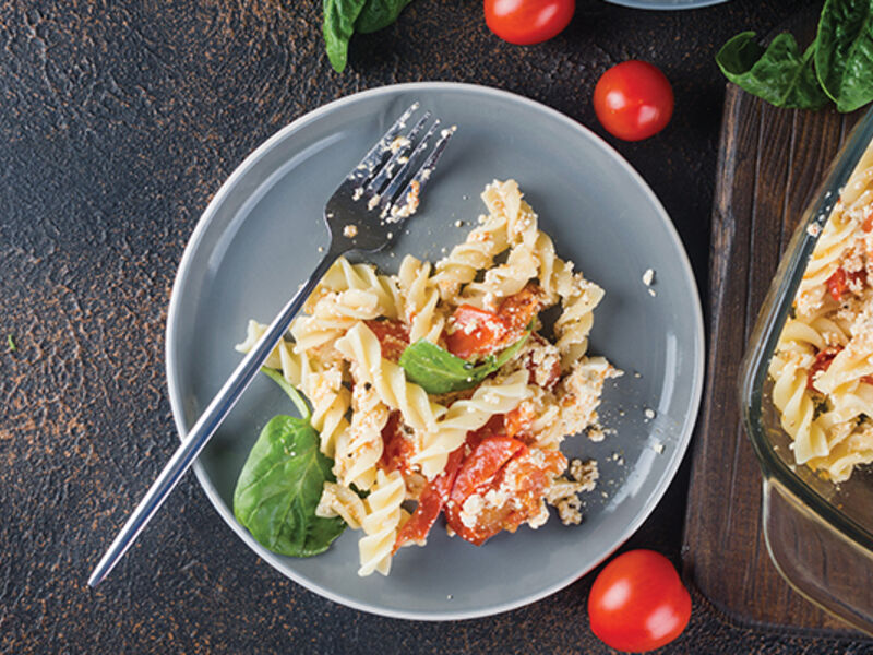 Harissa feta pasta bake recipe