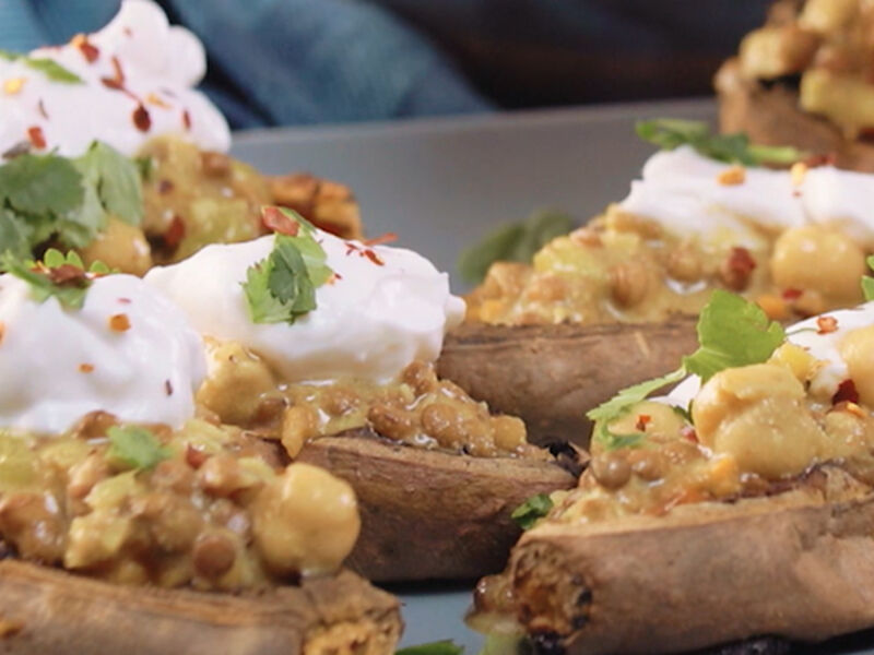 Stuffed sweet potato skins recipe