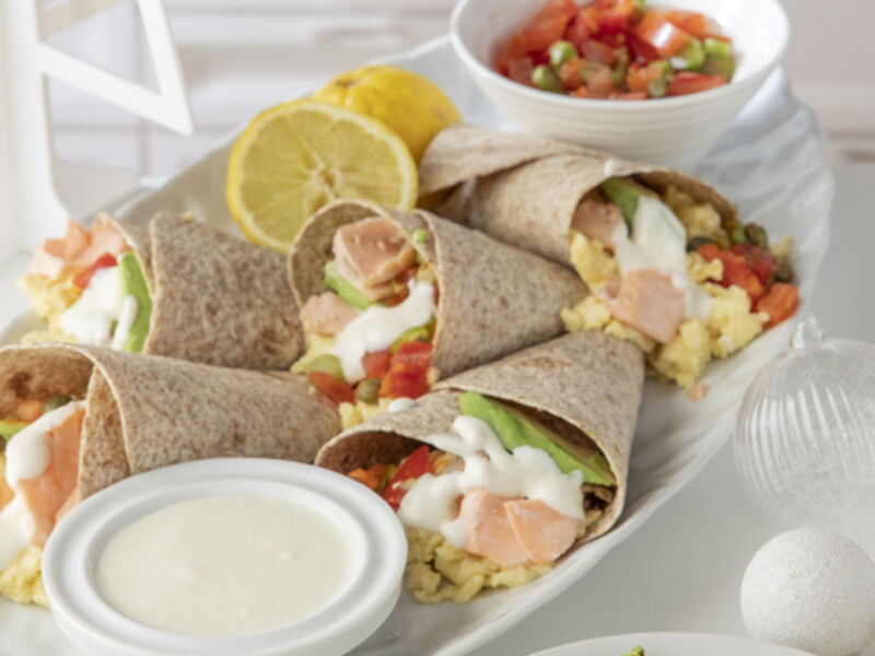 Smoked salmon breakfast tacos