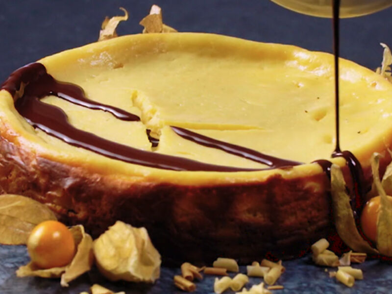 Baked Chocolate-Glazed Baileys Cheesecake