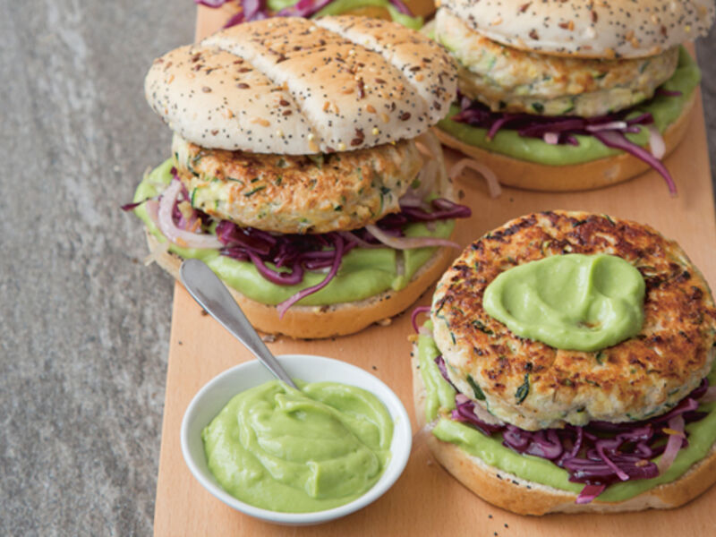 Courgette chicken fennel burgers