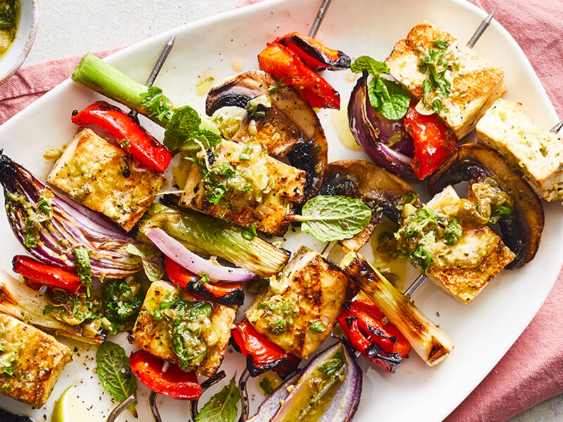 The Happy Pear Mushroom Tofu Skewers