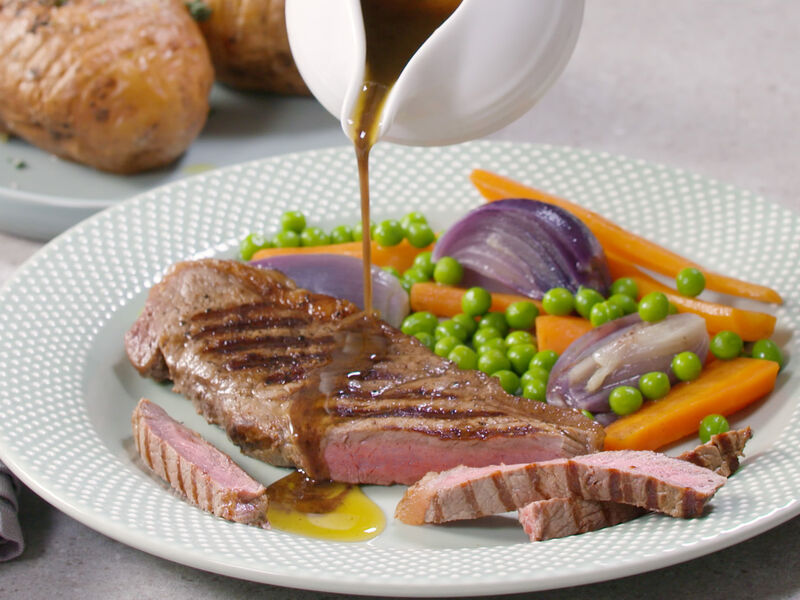 SuperValu Recipe Striploin Steak With Red Wine Jus