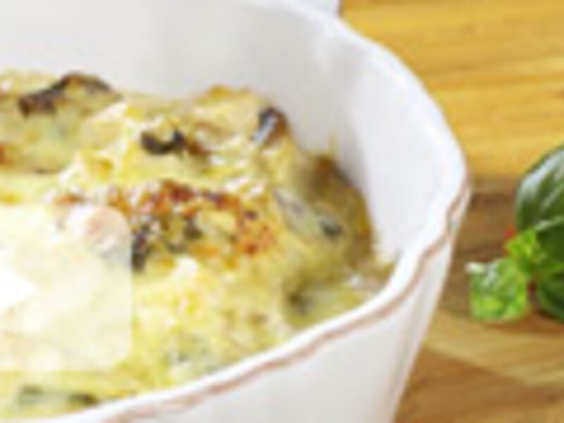 Chicken and Mushroom Crepe Bake