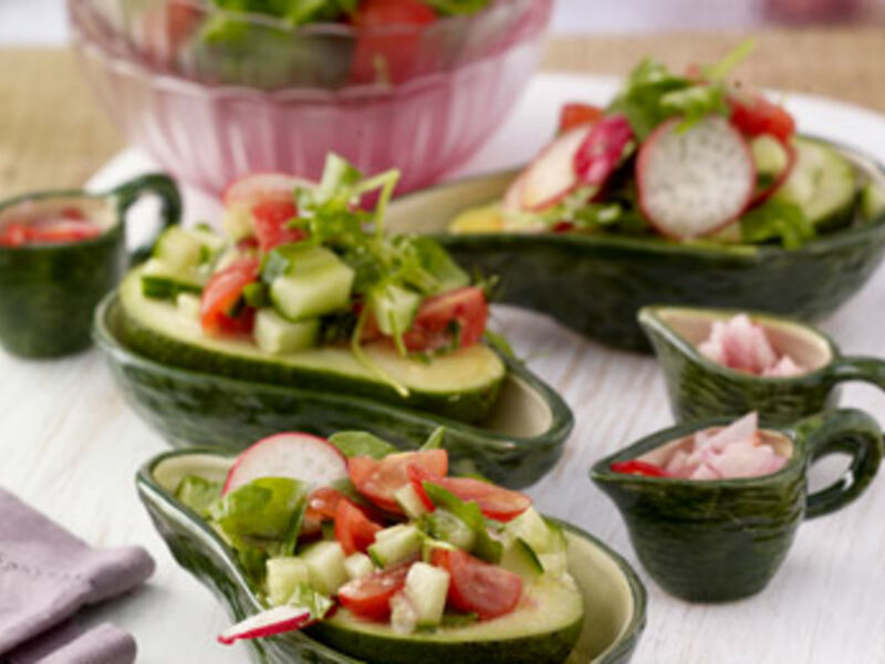 Avocado, Red Onion & Vine Cherry Tomato Salad with Lime & Coriander Salsa