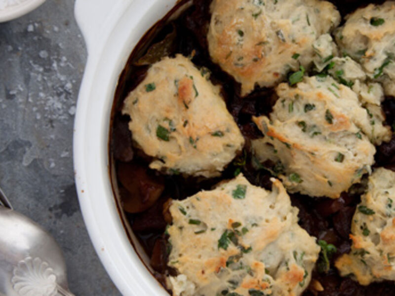 Traditional Beef Casserole with Herb Dumplings