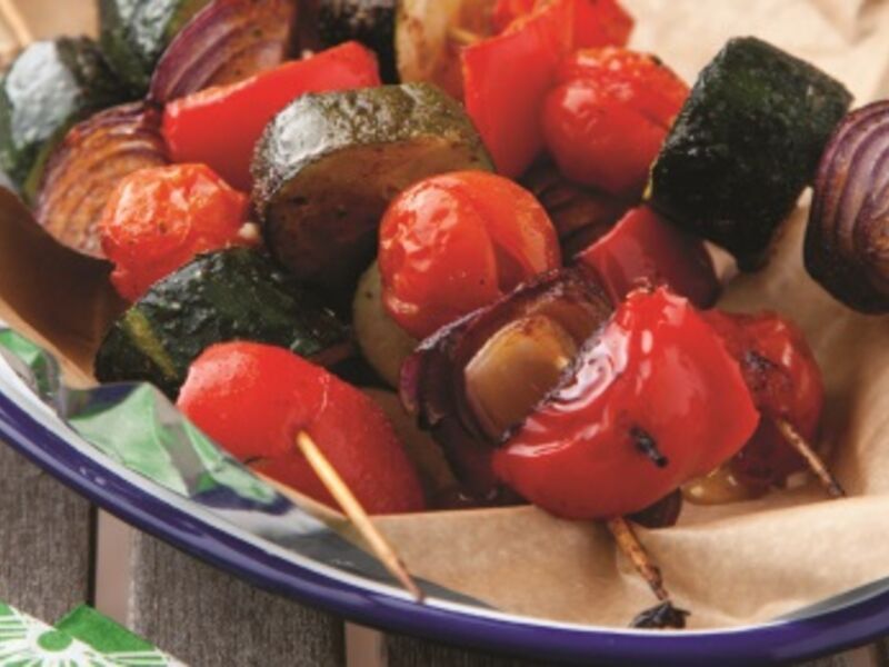 Cherry tomatoes and courgette skewers